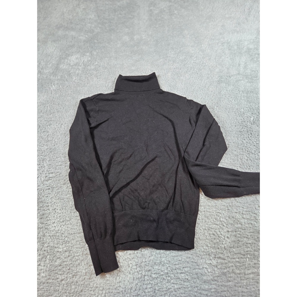 Dark Academia Womens Black Turtleneck Sweater Ribbed Knit Long Sleeve Top XS